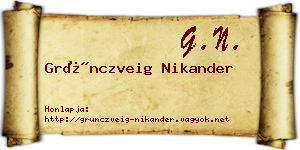 Grünczveig Nikander névjegykártya